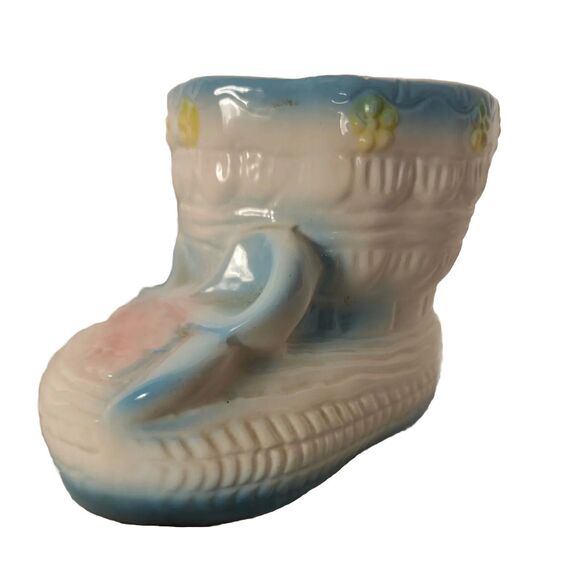 Vintage Relpo Baby Bootie Planter Vase Trinket Decor Porcelain White Multi T820 - Picture 7 of 12